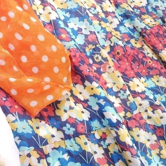 Johnny Was Blue Pink Boho Maxi Rayon Silk Floral Skirt Sz Xs - Picture 11 of 13